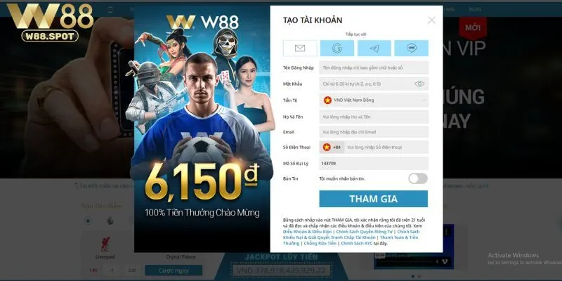 Quy trình vào chơi W88 rất đơn giản