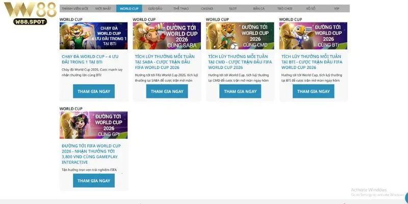 W88 giành rất nhiều ưu đãi cho người chơi
